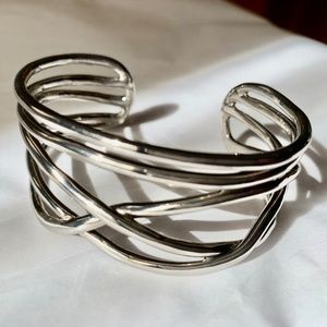 Modernist Intertwined Metal Cuff Bracelet